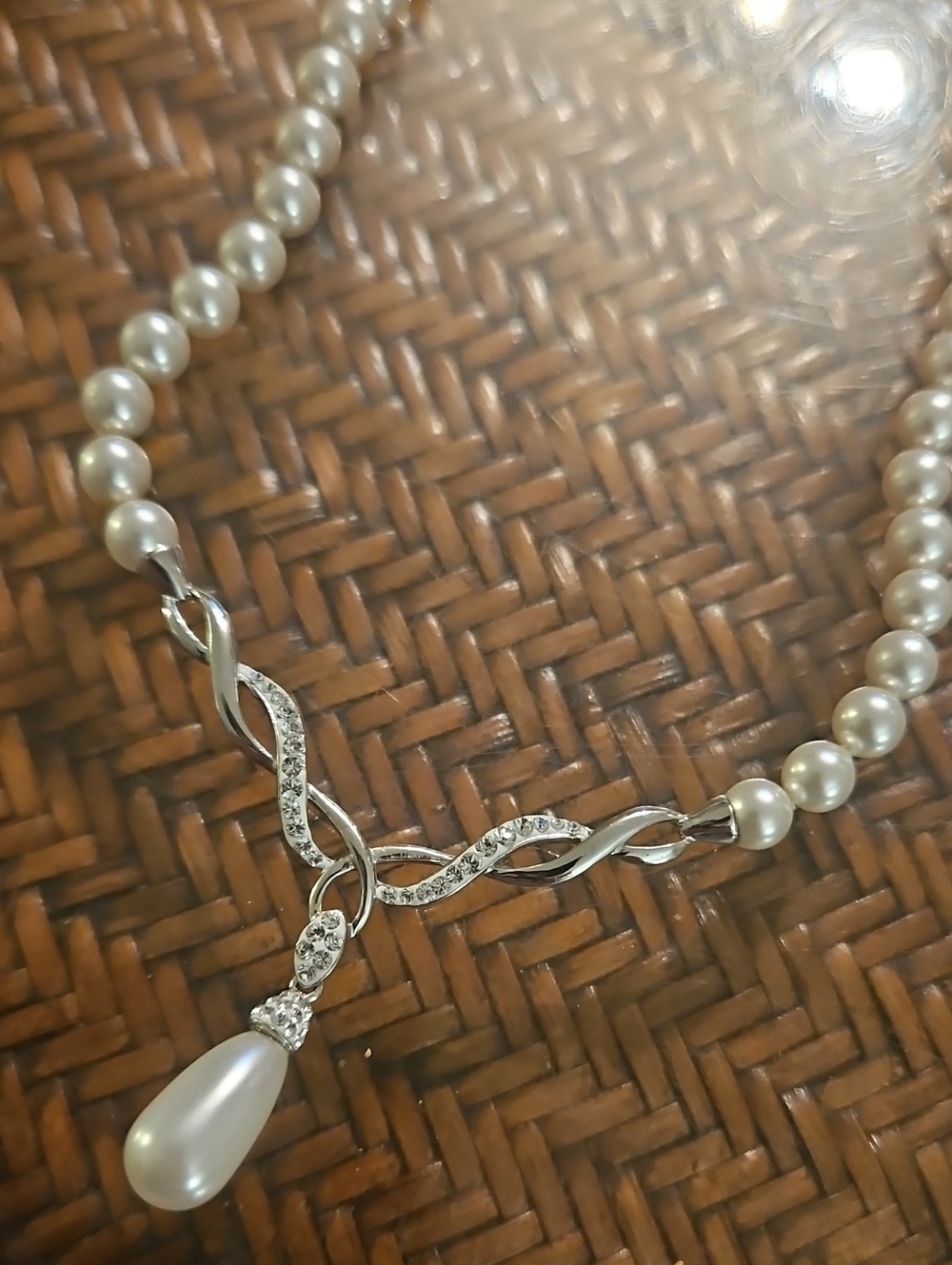 Sterling Silver Necklace With Faux-pearl Necklace